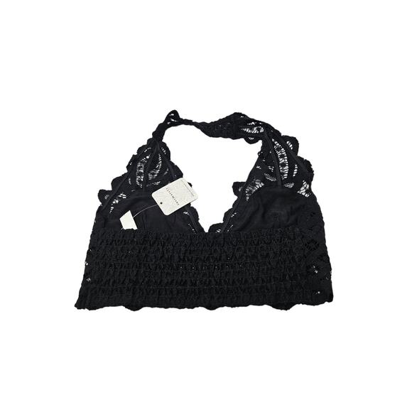 NEW Free People XS Adella Crochet Lace Halter Black Bralette Boho Goth Lingerie - Picture 3 of 4